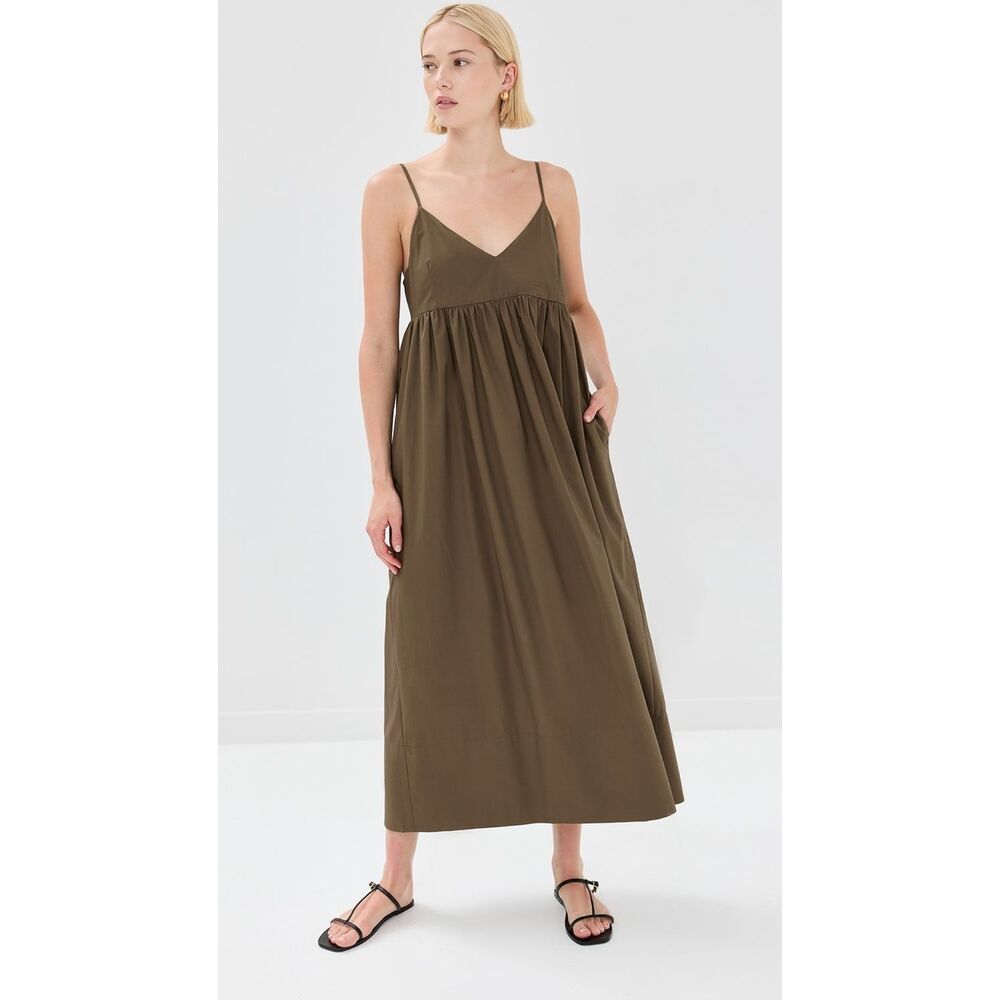 Jenni Kayne Cove Dress Olive Green Size XS $325.00 Sundress 100% Cotton
